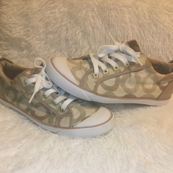 Coach Barrett Canvas Leather Trim Sneakers Size 9B - Picture 2 of 8